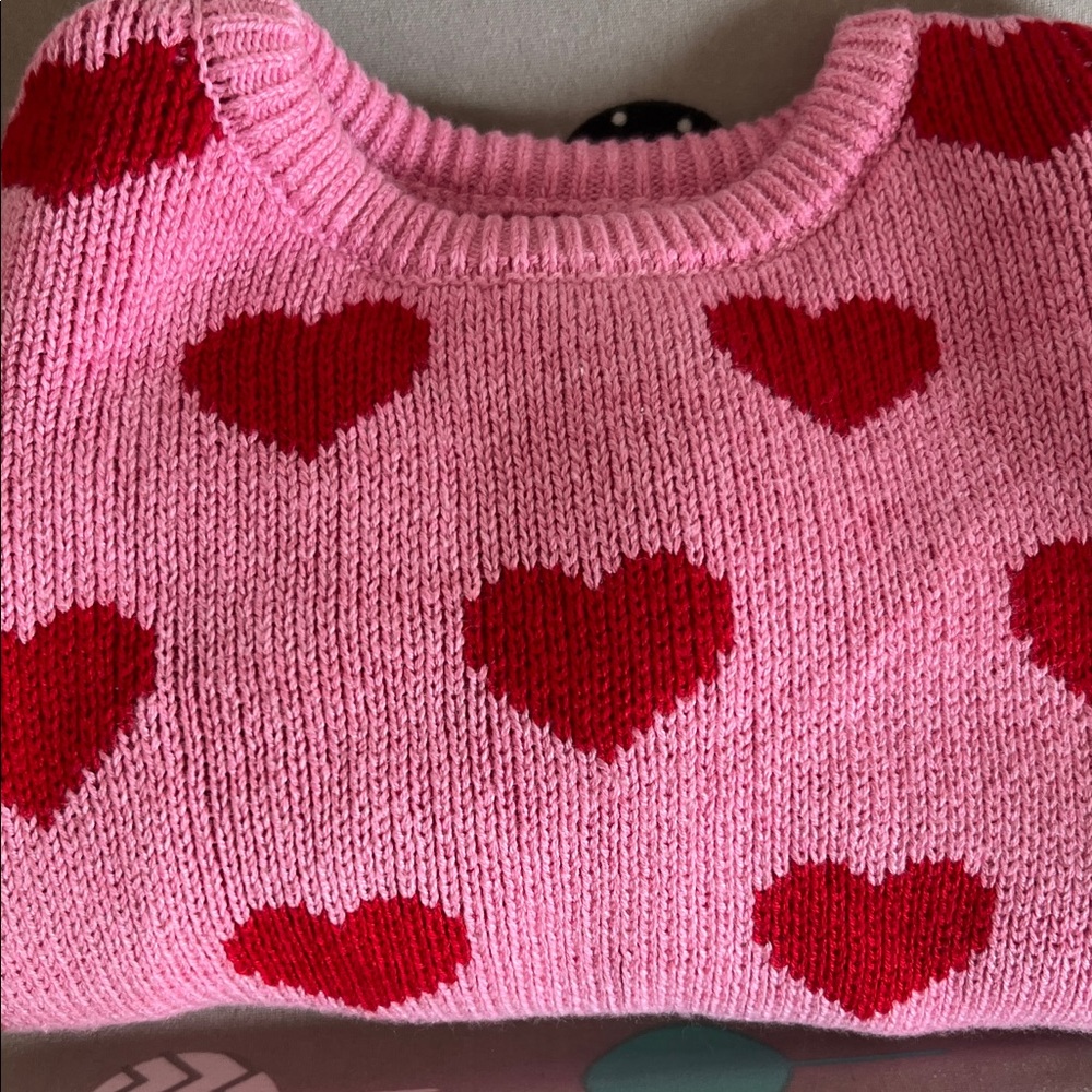 Little Sleepies Pink Sweater with Red Hearts